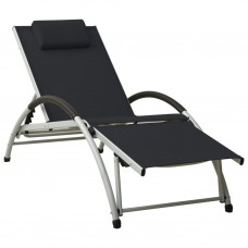 310529 sun lounger with pillow textilene black