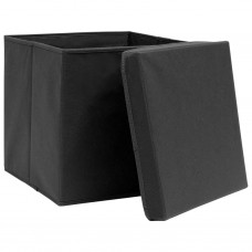 Uzglabāšanas kastes ar vāku, 10 gab., melnas, 28x28x28 cm