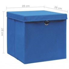 Uzglabāšanas kastes ar vāku, 4 gab., zilas, 28x28x28 cm