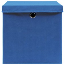 Uzglabāšanas kastes ar vāku, 10 gab., zilas, 28x28x28 cm