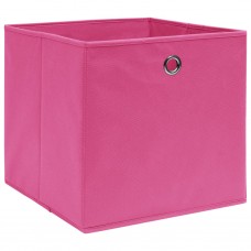 Uzglabāšanas kastes, 10 gab., 28x28x28 cm, rozā neausts audums