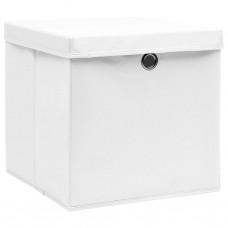 Uzglabāšanas kastes ar vāku, 4 gab., baltas, 28x28x28 cm