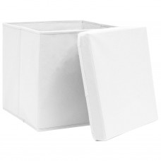 Uzglabāšanas kastes ar vāku, 4 gab., baltas, 28x28x28 cm