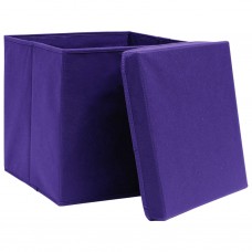 Uzglabāšanas kastes ar vāku, 4 gab., violetas, 28x28x28 cm