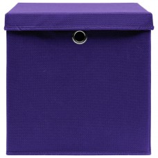 Uzglabāšanas kastes ar vāku, 10 gab., violetas, 28x28x28 cm
