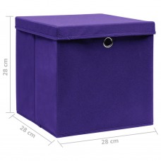 Uzglabāšanas kastes ar vāku, 10 gab., violetas, 28x28x28 cm