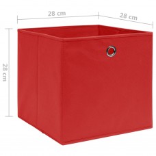 Uzglabāšanas kastes, 4 gb., 28x28x28 cm, sarkans neausts audums