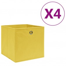 Uzglabāšanas kastes, 4 gab., 28x28x28 cm, dzeltens audums