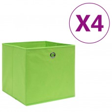 Uzglabāšanas kastes, 4 gab., 28x28x28 cm, zaļš neausts audums