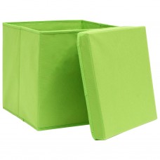 Uzglabāšanas kastes ar vāku, 4 gab., zaļas, 28x28x28 cm