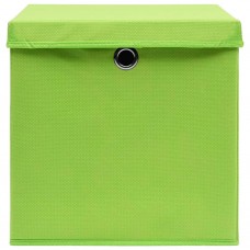 Uzglabāšanas kastes ar vāku, 4 gab., zaļas, 28x28x28 cm