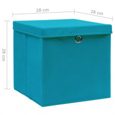 Uzglabāšanas kastes ar vāku, 4 gab., zilas, 28x28x28 cm