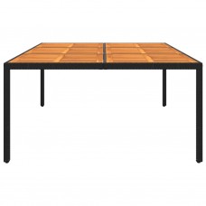 Dārza galds, 200x150x75 cm, akācijas koks, melna pe rotangpalma