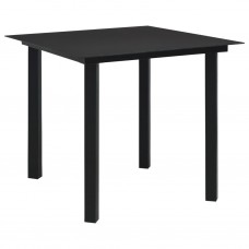 Dārza galds, melns, 80x80x74 cm, tērauds un stikls