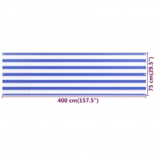 Balkona aizslietnis, 75x400 cm, zils un balts hdpe