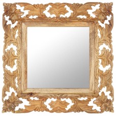 Spogulis, brūns, 50x50 cm, ar kokgriezumiem, mango masīvkoks