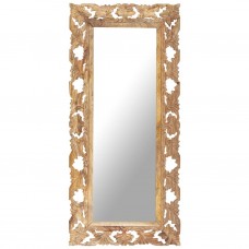 Spogulis, brūns, 110x50 cm, ar kokgriezumiem, mango masīvkoks