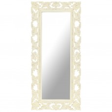 Spogulis, balts, 110x50 cm, ar kokgriezumiem, mango masīvkoks