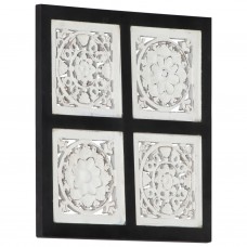 Sienas panelis, grebts ar rokām, mdf, 40x40x1,5 cm, melni balts
