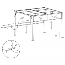 Dārza nojume ar izvelkamu jumtu, 3x3 m, pelēkbrūna, 180 g/m²