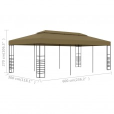 Dārza nojume, 6x3x2,7 m, pelēkbrūna, 180 g/m²