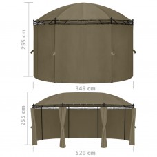 Dārza nojume ar aizkariem, 520x349x255 cm, pelēkbrūna, 180g/m²