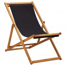 Saliekams pludmales krēsls, eikalipta koks, melns audums