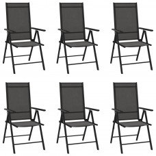 Saliekami dārza krēsli, 6 gab., tekstilēns, melni