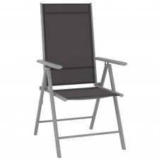 Saliekami dārza krēsli, 2 gab., tekstilēns, melni