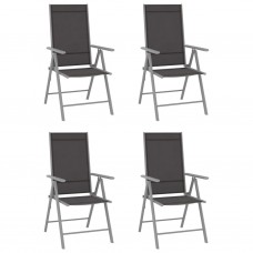 Saliekami dārza krēsli, 4 gab., tekstilēns, melni
