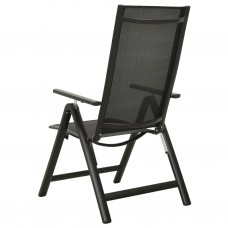Saliekami dārza krēsli, 2 gab., tekstilēns, alumīnijs, melni