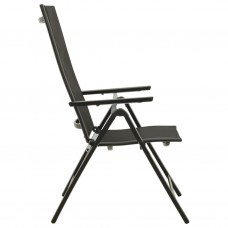 Saliekami dārza krēsli, 2 gab., tekstilēns, alumīnijs, melni