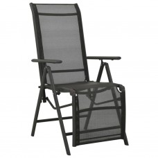Atgāžami dārza krēsli, 2 gab., tekstilēns, alumīnijs, melni