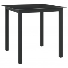 Dārza galds, melns, 80x80x74 cm, alumīnijs un stikls