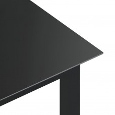 Dārza galds, melns, 80x80x74 cm, alumīnijs un stikls