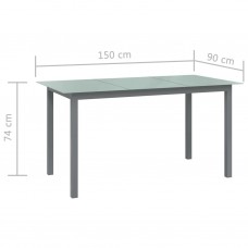 Dārza galds, gaiši pelēks, 150x90x74 cm, alumīnijs un stikls