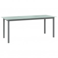 Dārza galds, gaiši pelēks, 190x90x74 cm, alumīnijs un stikls