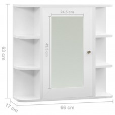 Vannasistabas skapītis ar spoguli, balts, 66x17x63 cm, mdf