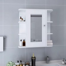 Vannasistabas skapītis ar spoguli, balts, 66x17x63 cm, mdf
