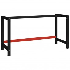 Darba galda rāmis, metāls, 150x57x79 cm, melns un sarkans