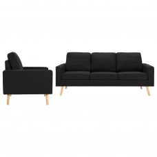 2-daļīgs dīvānu komplekts, melns audums