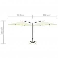 Dubultais saulessargs ar tērauda kātu, 600 cm, smilšu krāsā