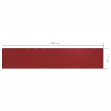 Balkona aizslietnis, 120x600 cm, sarkans audums