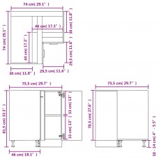 Virtuves stūra skapītis, betona pelēks, 75,5x75,5x81,5 cm