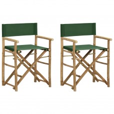 Režisora krēsli, 2 gab., saliekami, bambuss, zaļš audums