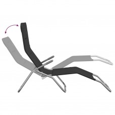 Sauļošanās krēsli, 2 gb., saliekami, melns tekstilēns, tērauds