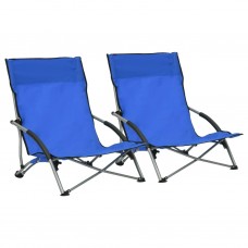 Salokāmi pludmales krēsli, 2 gab., zils audums