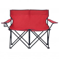 Divvietīgs kempinga krēsls, salokāms, tērauds un audums, sarkans