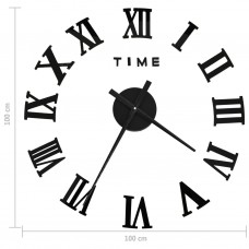 3d sienas pulkstenis, moderns dizains, melns, 100 cm, xxl