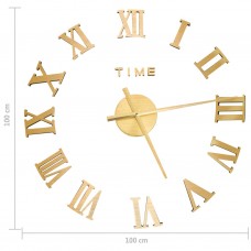 3d sienas pulkstenis, moderns dizains, zelta krāsa, 100 cm, xxl